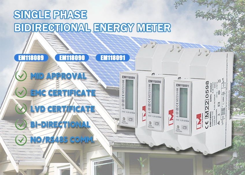 5(100)A 230V 1 Phase DIN Rail RS485 Modbus Power Meter Bidirectional Metering EM118089/90/91