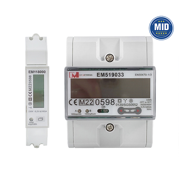 MID Approval 1 / 3 Phase DIN Rail Smart Bi Directional Energy Meters With RS485 Modbus EM118089 90 91 EM519032 33 24