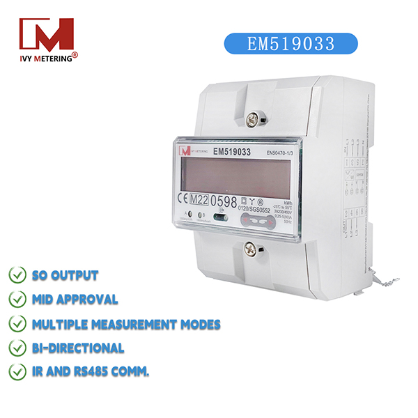 EM519032/33/24 Three Phase Dual Metering MID Approval IR RS485 Modbus For Home PV Solar Energy System