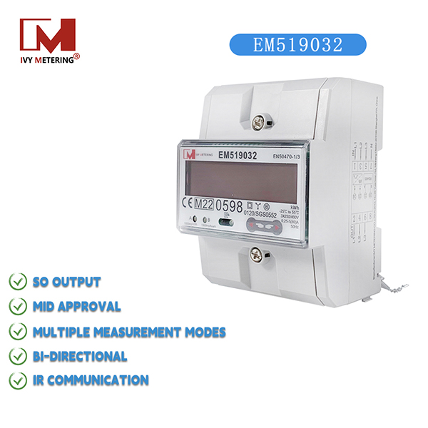EM519032/33/24 Three Phase Dual Metering MID Approval IR RS485 Modbus For Home PV Solar Energy System