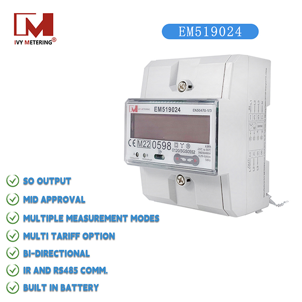 EM519032/33/24 Three Phase Dual Metering MID Approval IR RS485 Modbus For Home PV Solar Energy System