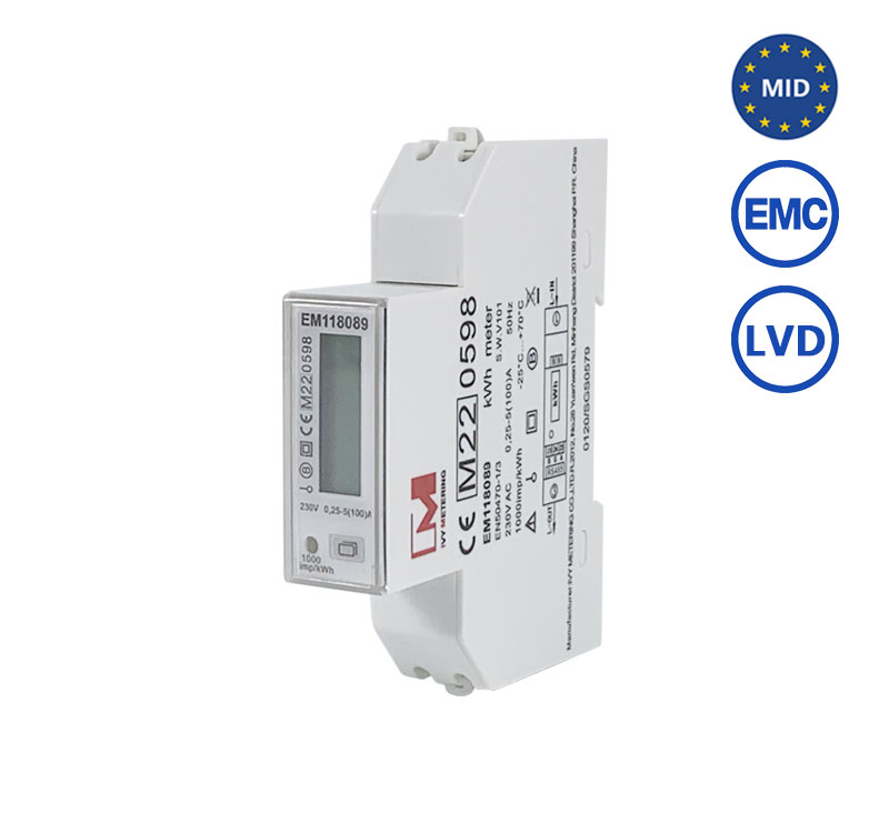 EM118089 EM118090 EM118091 1 Phase 100A MID Dual Source RS485 Modbus Energy Meter