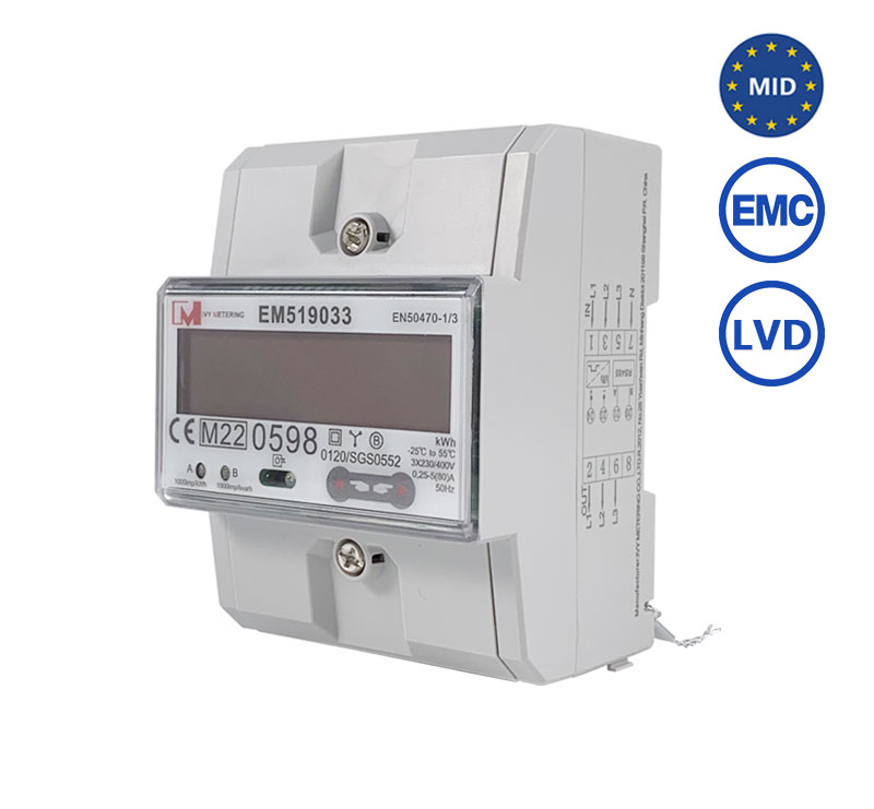 EM519033 RS485 Modbus MID Approved Solar Power Meter Bidirectional PV Solar System Energy Meter Three Phase bidirectional Wattmeter