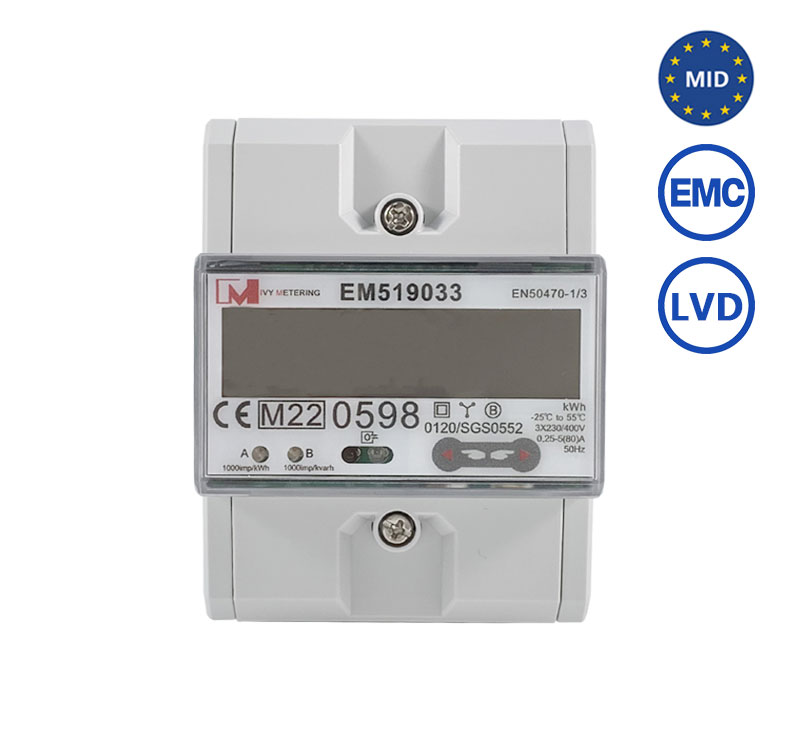 EM519033 RS485 Modbus MID Approved Solar Power Meter Bidirectional PV Solar System Energy Meter Three Phase bidirectional Wattmeter