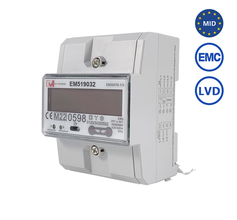 EM519032 LCD Display Bidirectional Solar Meter Smart Energy Three Phase MID Energy Meter With IR