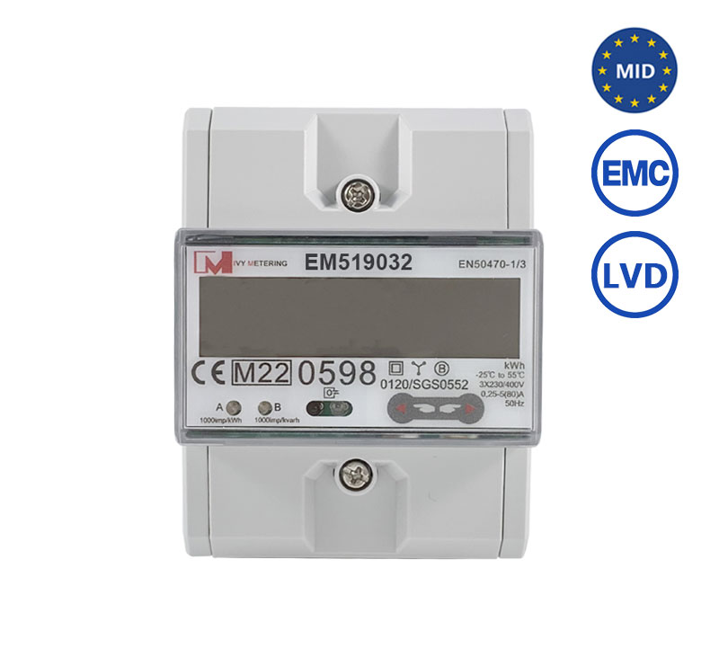 EM519032 LCD Display Bidirectional Solar Meter Smart Energy Three Phase MID Energy Meter With IR