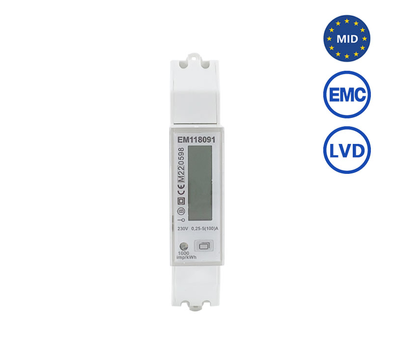 EM118091 DIN Rail Mounted Single Phase 100A MID Bi-directional Energy Meter 230V Smart Power Meters