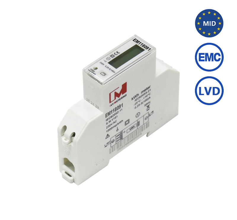 EM118091 DIN Rail Mounted Single Phase 100A MID Bi-directional Energy Meter 230V Smart Power Meters